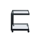EuroStyle Caesar Printer Cart in Black with Clear Glass 27572-BLK