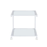 EuroStyle Caesar Printer Cart in White with Clear Glass 27572-WHT