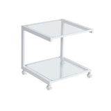 EuroStyle Caesar Printer Cart in White with Clear Glass 27572-WHT