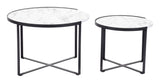 English Elm EE2851 MDF, Steel Modern Commercial Grade Coffee Table Set White, Black MDF, Steel