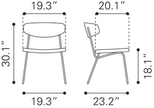 Zuo Modern Ellen 100% Polyurethane, Plywood, Steel Modern Commercial Grade Dining Chair Set - Set of 2 Vintage Black, Black 100% Polyurethane, Plywood, Steel