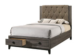 Avantika Transitional Bed with Storage Fabric () • Rustic Gray Oak (Gray) 27670Q-ACME