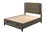 Avantika Transitional Bed with Storage Fabric () • Rustic Gray Oak (Gray) 27670Q-ACME