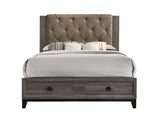 Avantika Transitional Bed with Storage Fabric () • Rustic Gray Oak (Gray) 27670Q-ACME