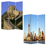 1" x 48" x 72" Multi Color Wood Canvas China Screen