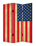 1 x 48 x 72 Multi Color Wood Canvas American Flag Screen