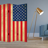 1 x 48 x 72 Multi Color Wood Canvas American Flag Screen