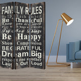 1 x 48 x 72 Multi Color Wood Canvas Family Rule Screen