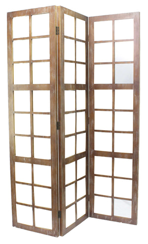 1 x 63 x 84 Brown Wood Mirror Screen