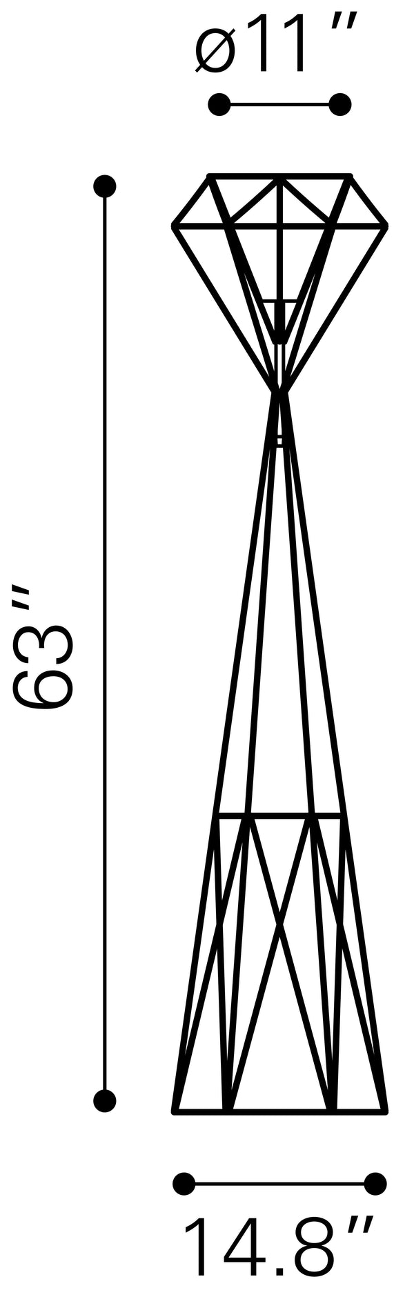 Zuo Modern Delancey Steel, Polyester Modern Commercial Grade Floor Lamp Black, White Steel, Polyester