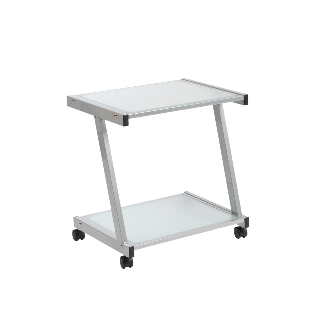 L-Series Printer Cart in Graphite in Aluminum with Frosted Glass