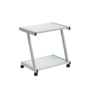 L-Series Printer Cart in Graphite in Aluminum with Frosted Glass