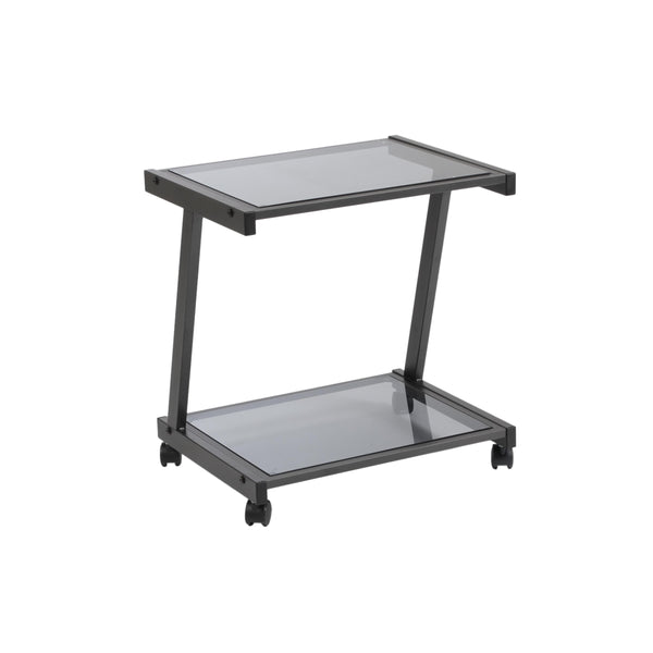 L-Series Printer Cart in Graphite Black with Smoked Glass