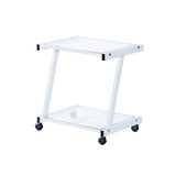 L-Series Printer Cart in White with Clear Glass