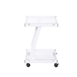 L-Series Printer Cart in White with Clear Glass