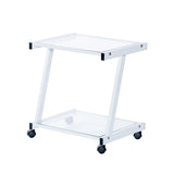 L-Series Printer Cart in White with Clear Glass