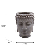 Sagebrook Home Global Gray Buddha Head Planter 13029-03 Gray Polyresin