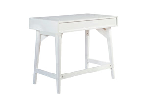 Larsen Mini Desk in White & Natural - Stylish Mahogany with Gold Hardware & Felt-Lined Drawers