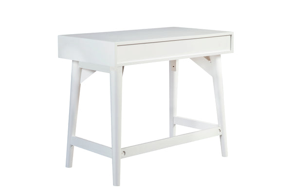 Larsen Large Desk in White/Natural - Elegant Mahogany with Gold Hardware & Felt Lined Drawers