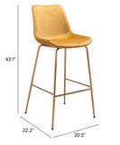 English Elm EE2713 100% Polyester, Plywood, Steel Modern Commercial Grade Bar Chair Yellow, Gold 100% Polyester, Plywood, Steel