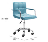 Zuo Modern Kerry 100% Polyester, Plywood, Steel Modern Office Chair Blue, Chrome 100% Polyester, Plywood, Steel