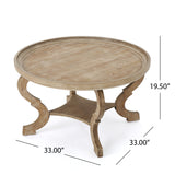 Noble House Althea Natural Finished Faux Wood Circular Coffee Table