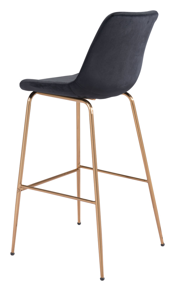 Zuo Modern Tony 100% Polyester, Plywood, Steel Modern Commercial Grade Barstool Black, Gold 100% Polyester, Plywood, Steel