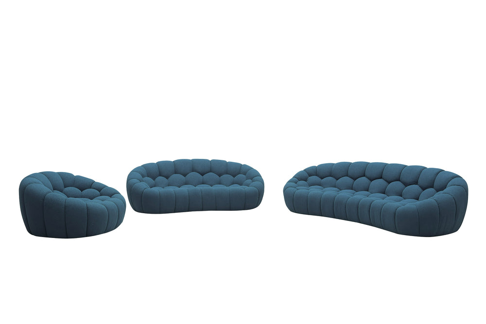VIG Furniture Divani Casa Yolonda - Modern Curved Dark Teal Fabric Sofa Set VGEV2126C-SET-C-15