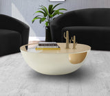 Doma Glass / Iron Contemporary Cream / Gold Coffee Table - 32" W x 32" D x 15" H