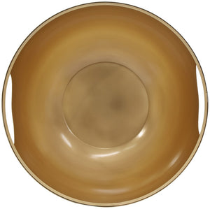 Doma Glass / Iron Contemporary Cream / Gold Coffee Table - 32" W x 32" D x 15" H