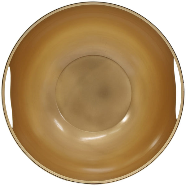 Doma Glass / Iron Contemporary Cream / Gold Coffee Table - 32" W x 32" D x 15" H