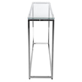 Sandor Long Console Table with Clear Tempered Glass Top and Chrome Frame