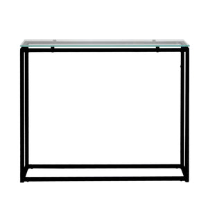 Sandor Console Table with Clear Tempered Glass Top and Black Frame