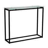 Sandor Console Table with Clear Tempered Glass Top and Black Frame