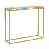 Sandor Console Table with Clear Tempered Glass Top and Matte Brushed Gold Frame