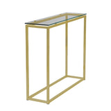 Sandor Console Table with Clear Tempered Glass Top and Matte Brushed Gold Frame