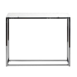 Sandor Console Table with Pure White Tempered Glass Top and Chrome Frame