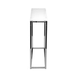 Sandor Console Table with Pure White Tempered Glass Top and Chrome Frame