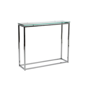 Sandor Console Table with Clear Tempered Glass Top and Chrome Frame