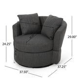 Smyrna Contemporary Upholstered Swivel Club Chair, Charcoal and Black Noble House