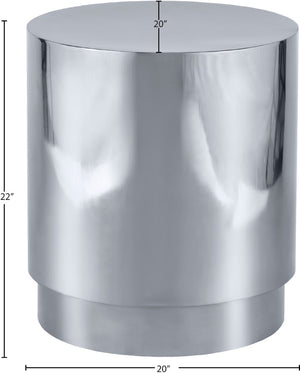 Jazzy Stainless Steel Contemporary Silver End Table - 20" W x 20" D x 22" H