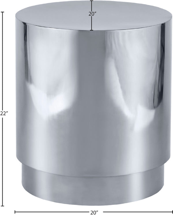 Jazzy Stainless Steel Contemporary Silver End Table - 20" W x 20" D x 22" H