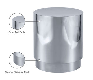 Jazzy Stainless Steel Contemporary Silver End Table - 20" W x 20" D x 22" H