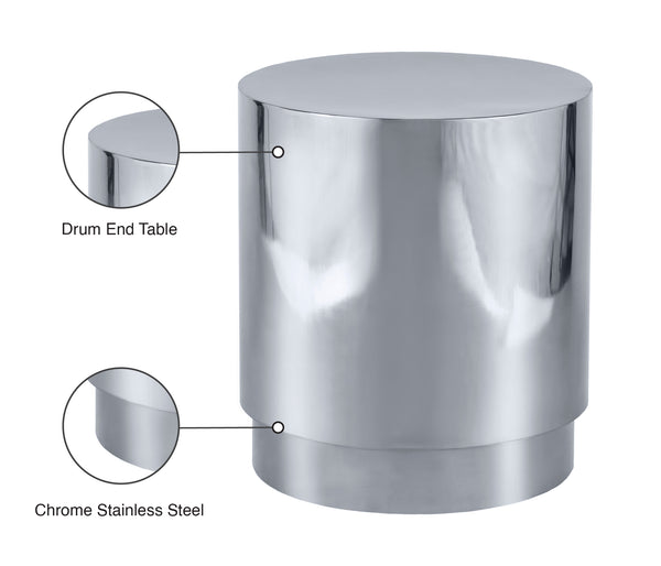 Jazzy Stainless Steel Contemporary Silver End Table - 20" W x 20" D x 22" H