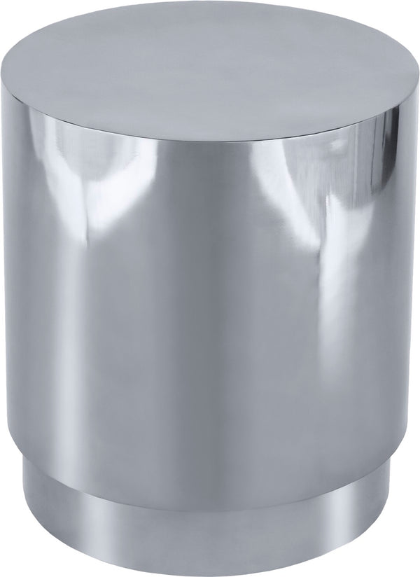 Jazzy Stainless Steel Contemporary Silver End Table - 20" W x 20" D x 22" H
