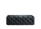 54' Black Eco Leather Tufted Ottoman or Bench