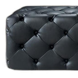 54' Black Eco Leather Tufted Ottoman or Bench