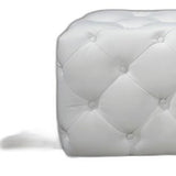 54' White Eco Leather Tufted Ottoman or Bench