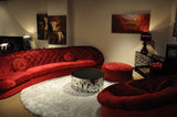 35' Red MDF and Velour Sectional Sofa