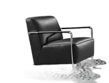 Modern Black Leather and Chrome Accent Chair